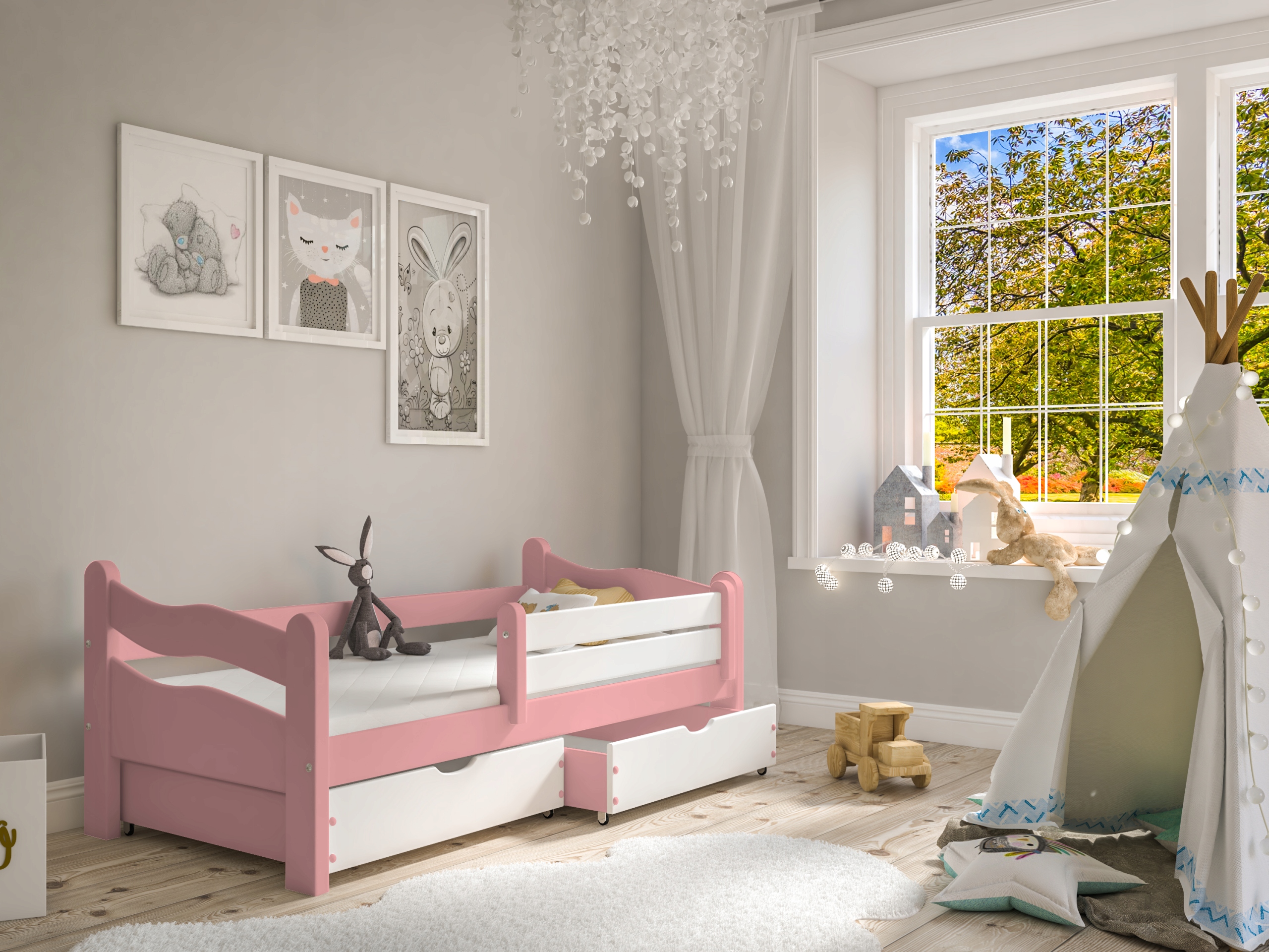 ŁÓŻKO DLA DZIECKA PIĘKNE ŁÓŻECZKO DREWNIANE 80x160 Marka Maxstol