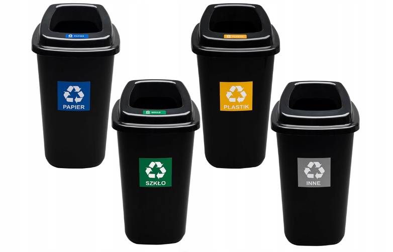 

4 x 45 L zestaw koszy do segregacji śmieci Black