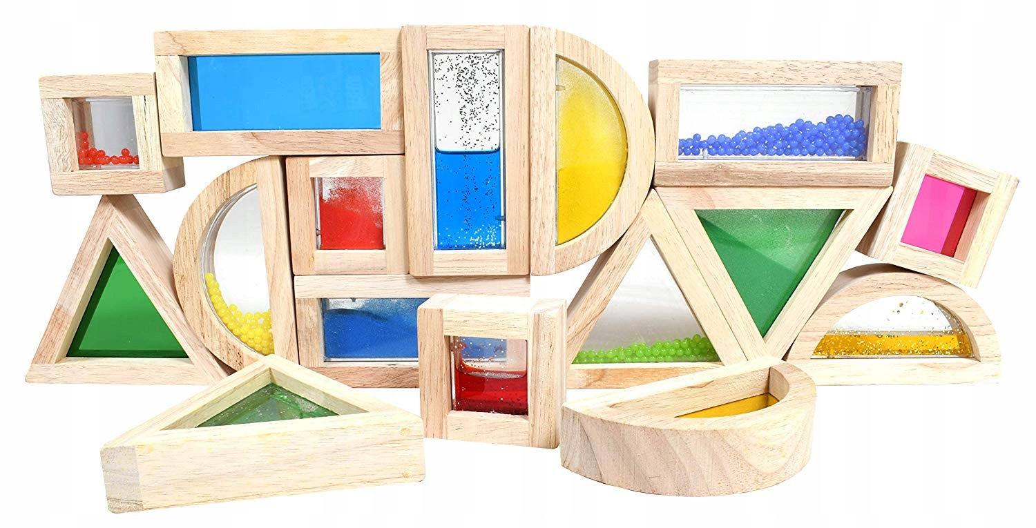 

Zestaw Klocków Szkiełka Wypełnienie Drewno 16szt