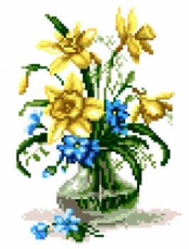 Křížková výšivka sada kaňka +mulina +jehly 18x24cm narcisy 5822 Gobelinek