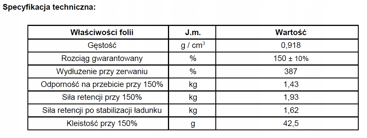 FOLIA STRETCH STRECZ 3 kg czarna 2,7 kg netto XXL EAN (GTIN) 5900003762033