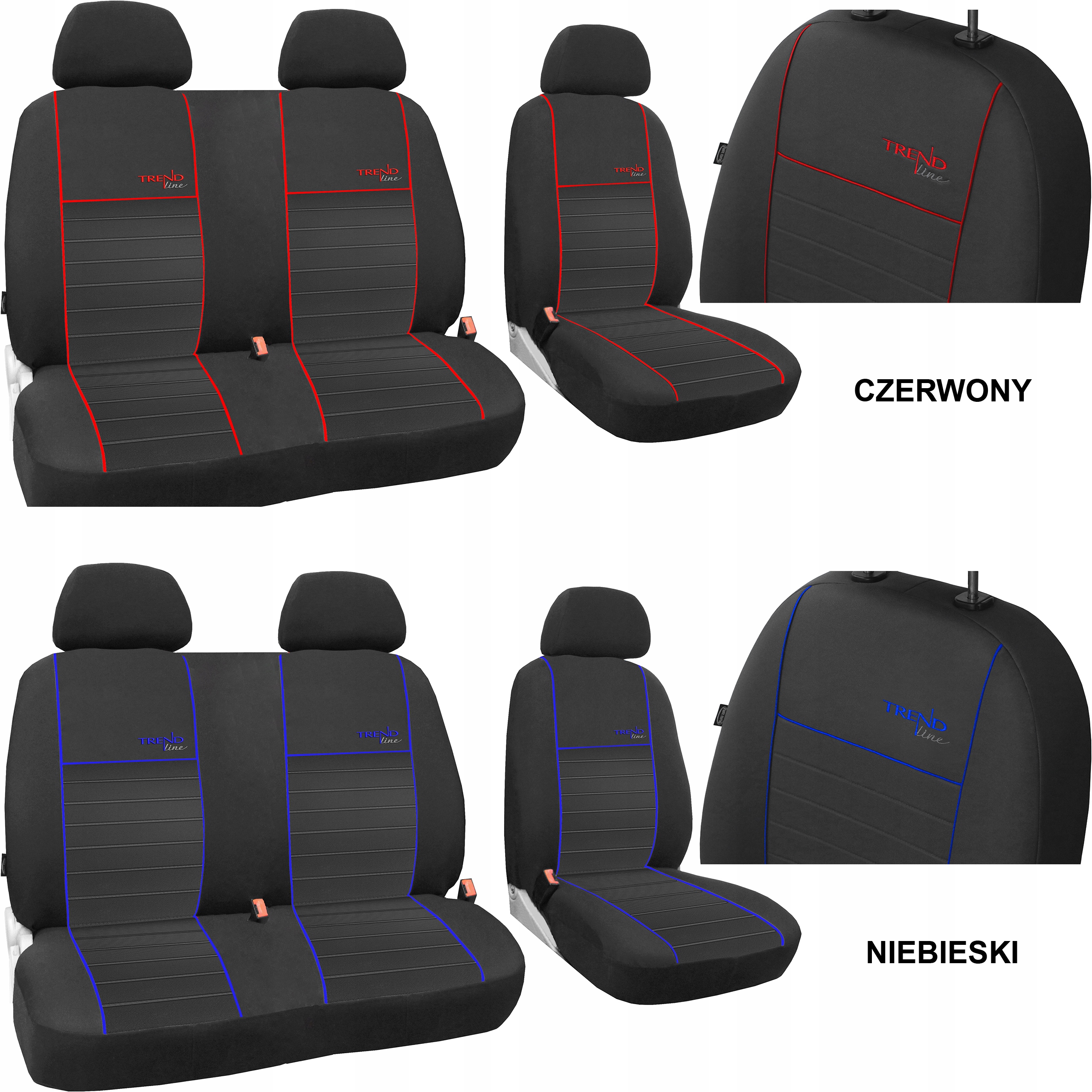 POKROWCE MIAROWE NA SIEDZENIA FIAT DOBLO 4 2+1 Model Trend Line