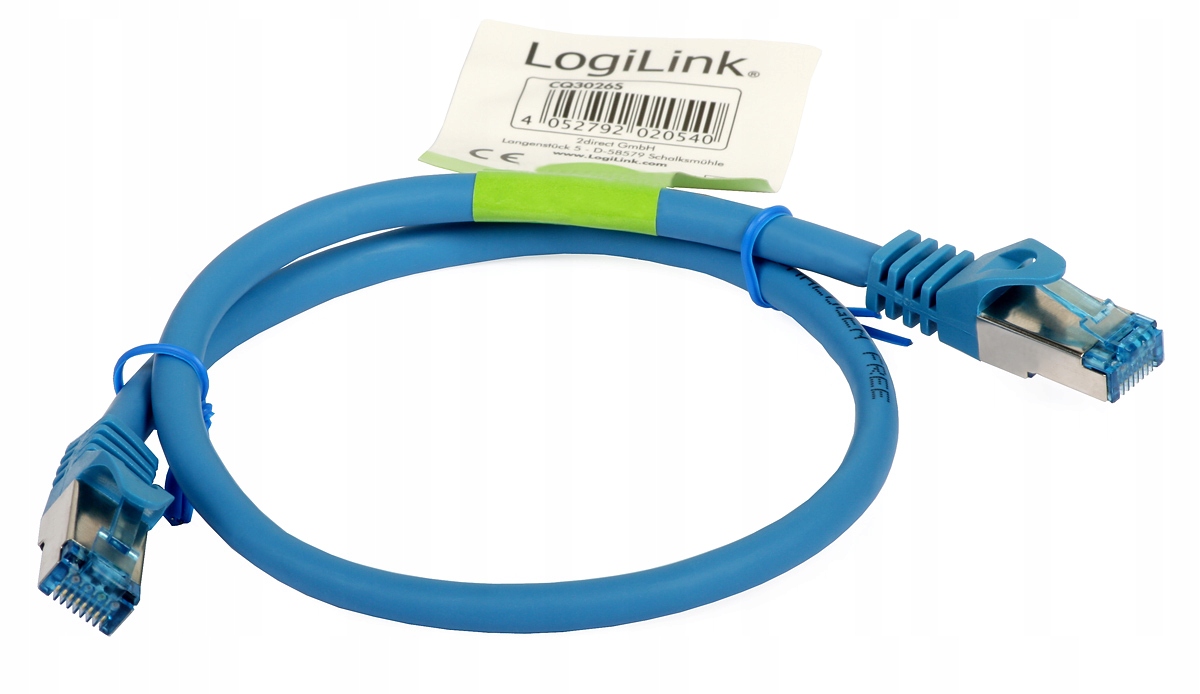 

Patchcord Lan S/ftp 0,5m kat. 6A RJ45 niebieski