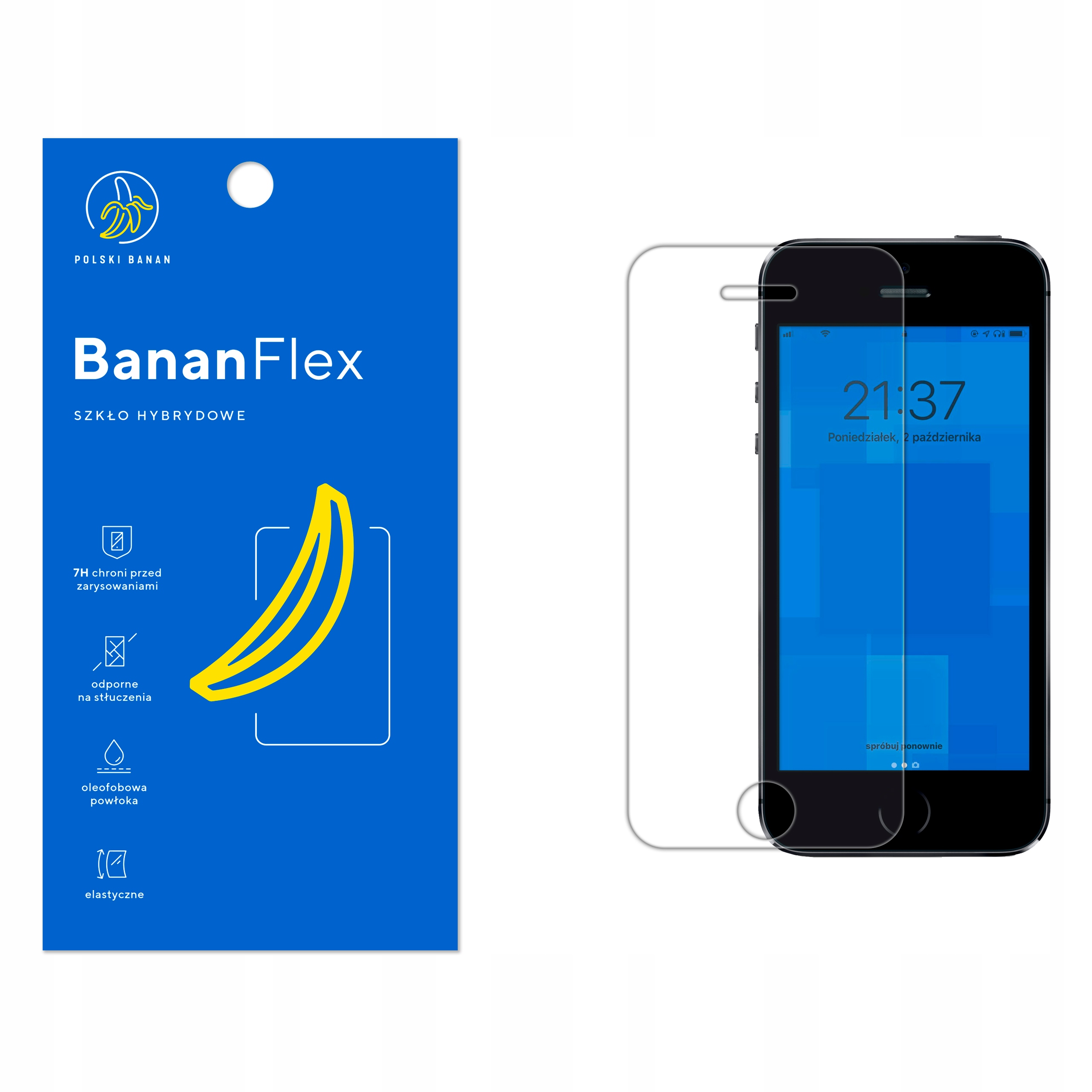 Szkło hybrydowe 7H BananFlex ochronne do Apple iPhone 5 / 5s / 5c