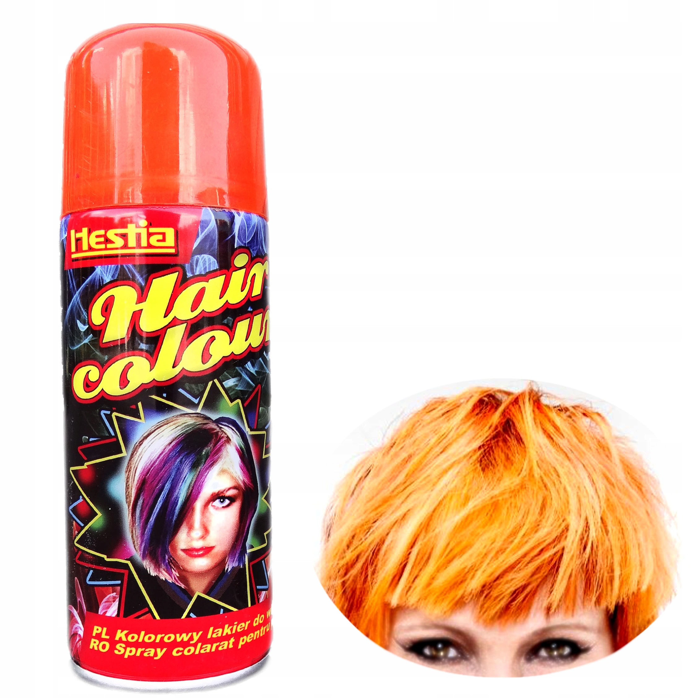 

Farba w spray'u do włosów Zmywalna Pomarańczowa