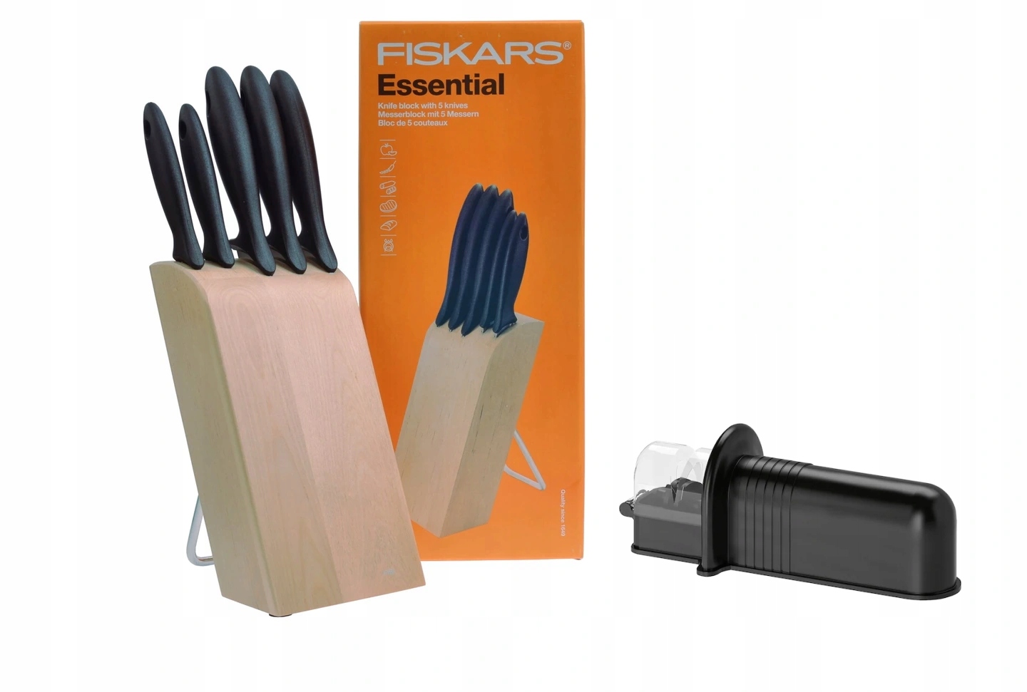 

Fiskars Zestaw 5 Noży W Bloku Ostrzałka 1004931
