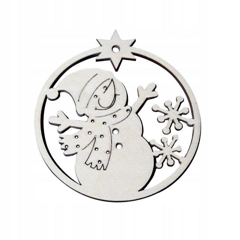 

Drewniana Bombka Na Choinkę Bałwanek Decoupage B11