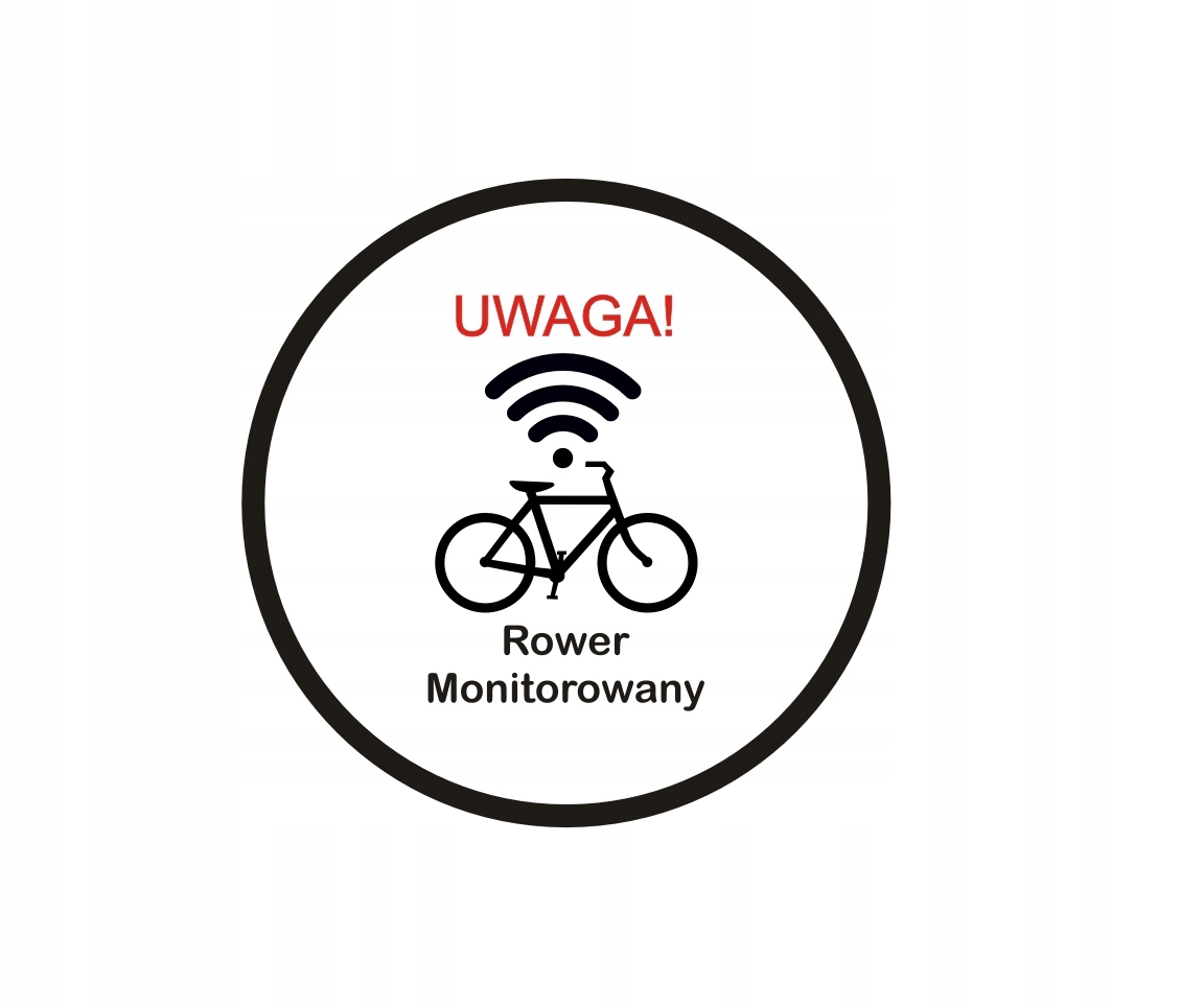 Naklejka na rower GPS Rower Monitorowany Kolor dominujący biały