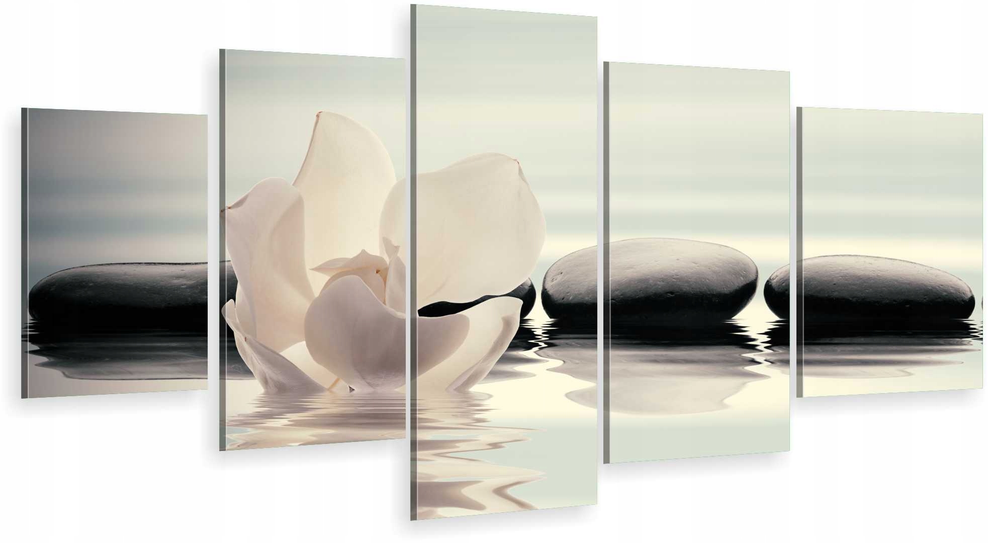 

Tryptyk 5-CZĘŚCI Obraz Do Salonu Kwiat Kamienie