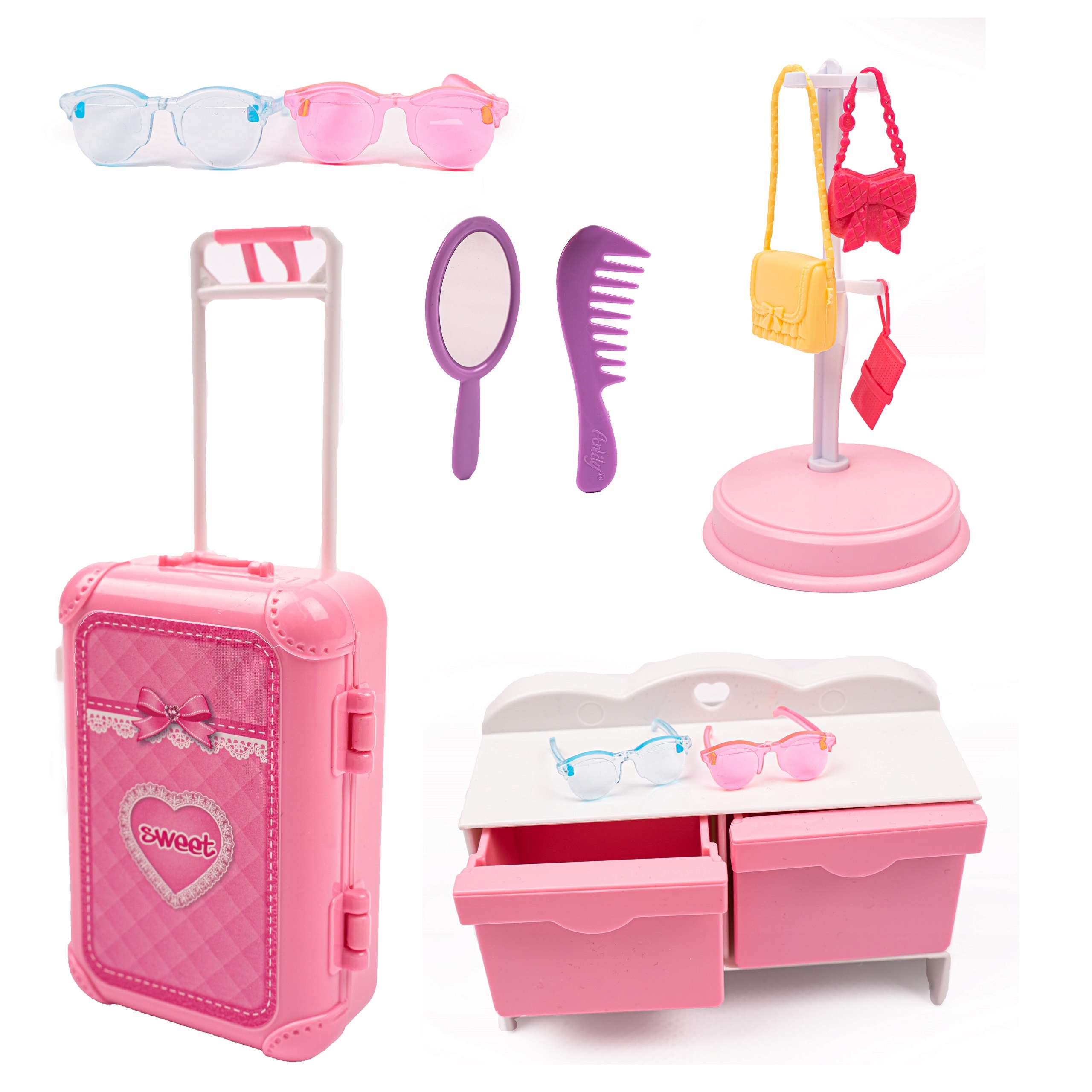 LT125 GARDEROBA SZAFA Z UBRANIAMI BUTY+LALKA Wiek dziecka 3 lata +