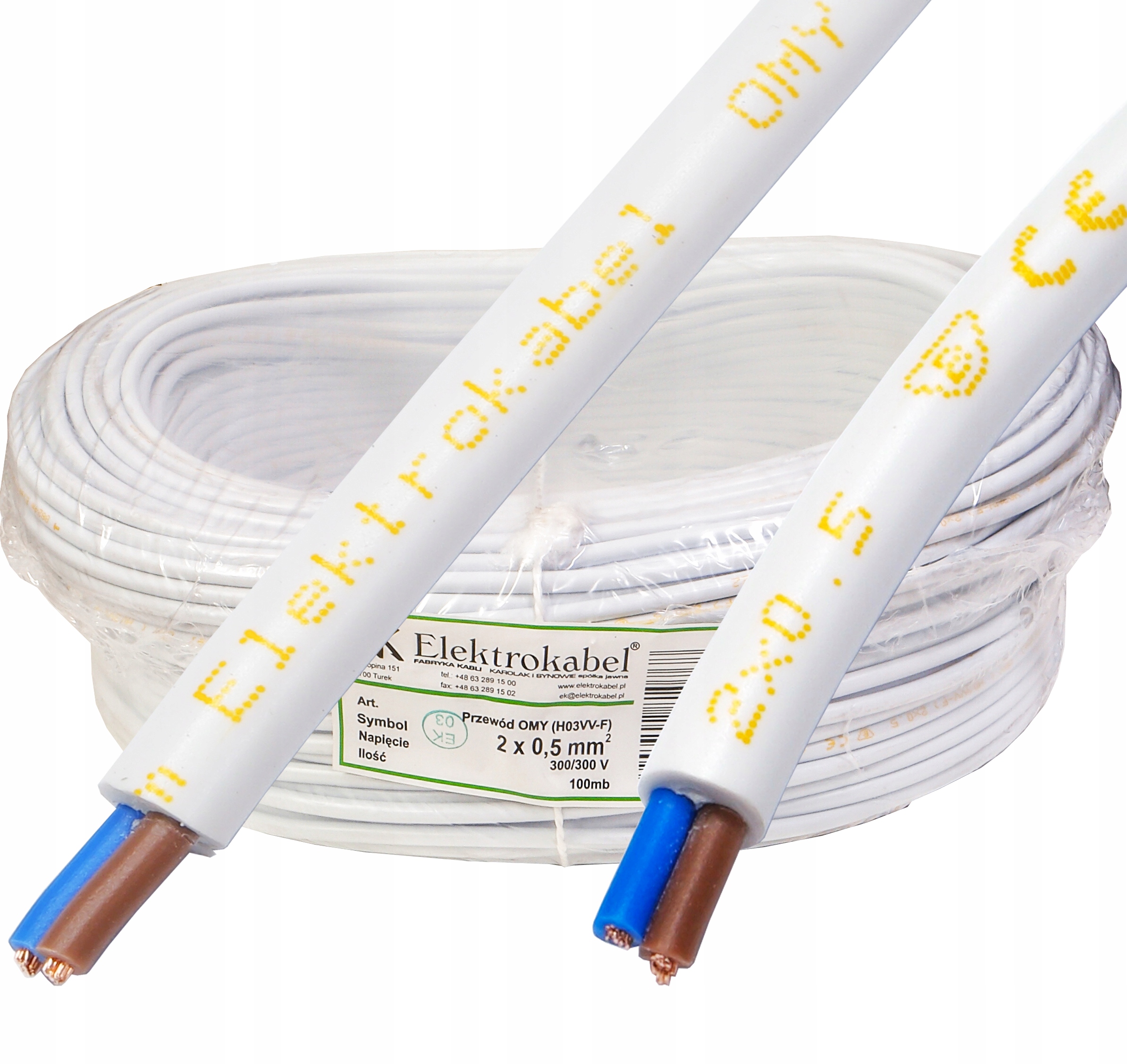 Kabel Omy 2x0,5 H03VV-F Bytový Elektrokabel 100 m