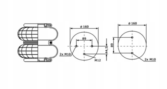 12314 - СНЕГОВИК ПОДУШКИ ПОДЪЕМА ОСИ ЭВАКУАТОР АВТОБУС 210 ММ