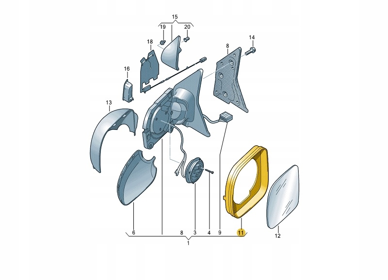 RAMA LUSTERKA RAMKA TRANSPORTER AMAROK prawa Kolor czarny