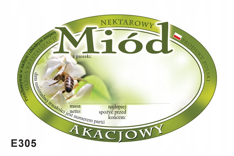 

Etykieta na miód Akacjowy 100 szt etykiety akacja