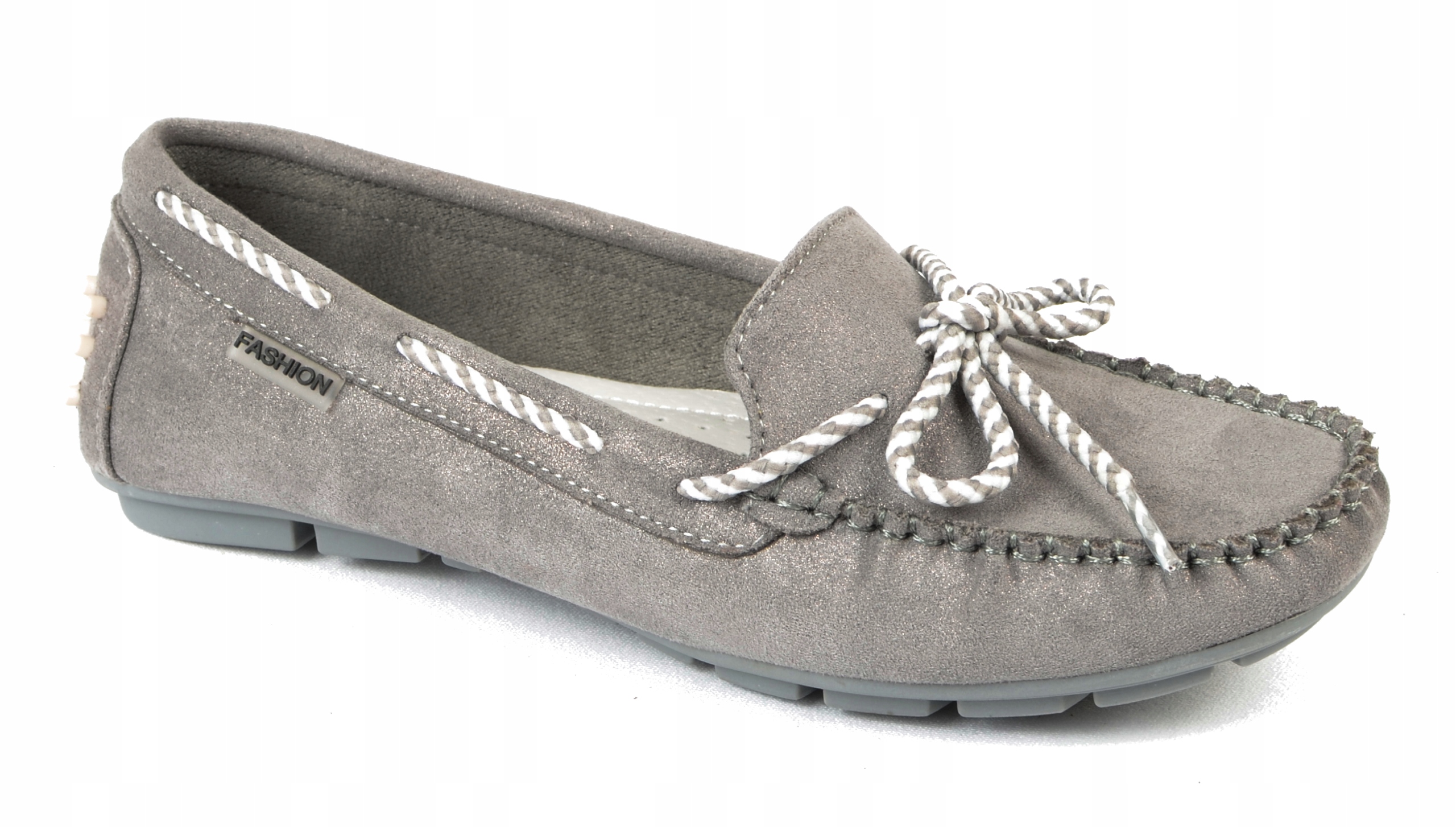 

Buty Mokasyny Skóra Wkładka Szare MH04A-5 R 36