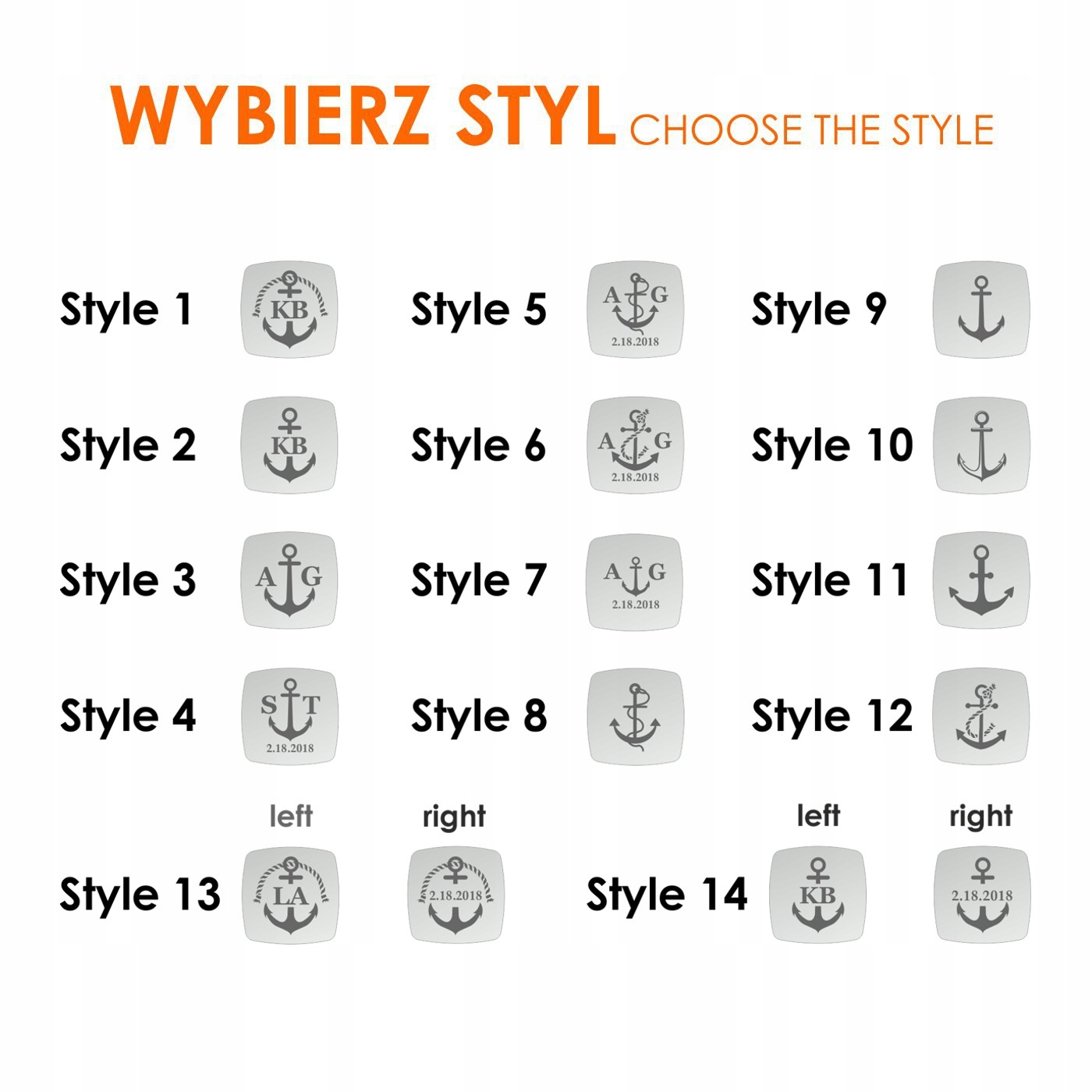 Prezent z grawerem Spinka do mankietów kotwica Materiał srebro