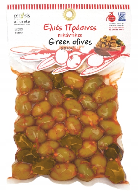 

Greckie oliwki zielone niedrylowane na ostro 250g