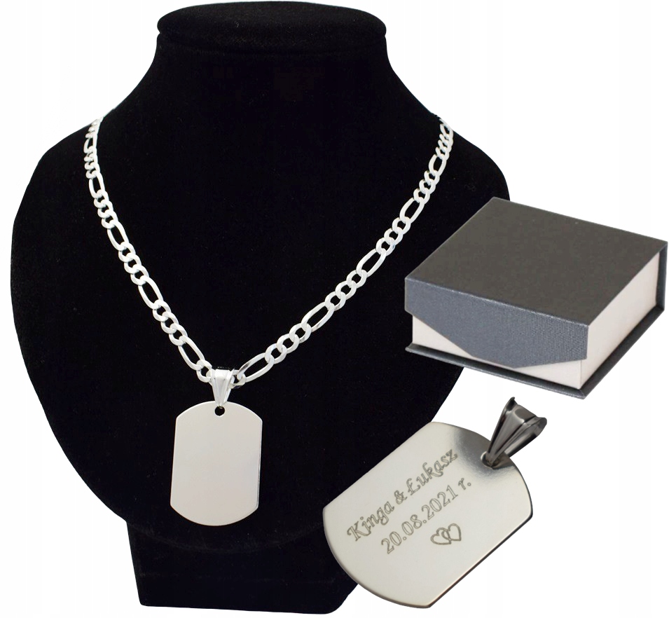 

Srebrny Łańcuszek 4,50 Szer Nieśmiertelnik +grawer