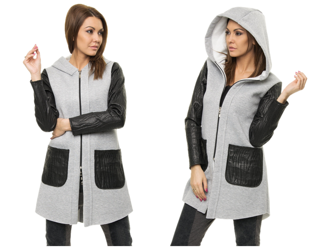 MODNA DRESOWA KURTKA SKÓRA KAPTUR .Roz.48