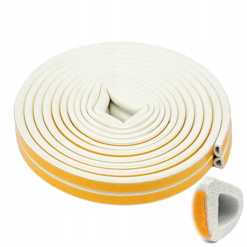 USZCZELKA GUMOWA TYP D BIAŁA 6 M DO DRZWI OKIEN