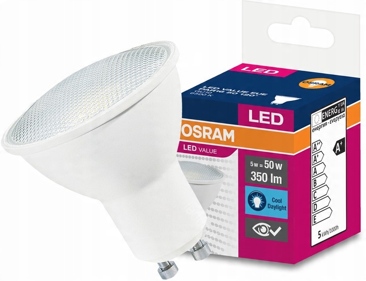 

Żarówka Led LVPAR16 50 120st. 5W/865 230V GU10 10X