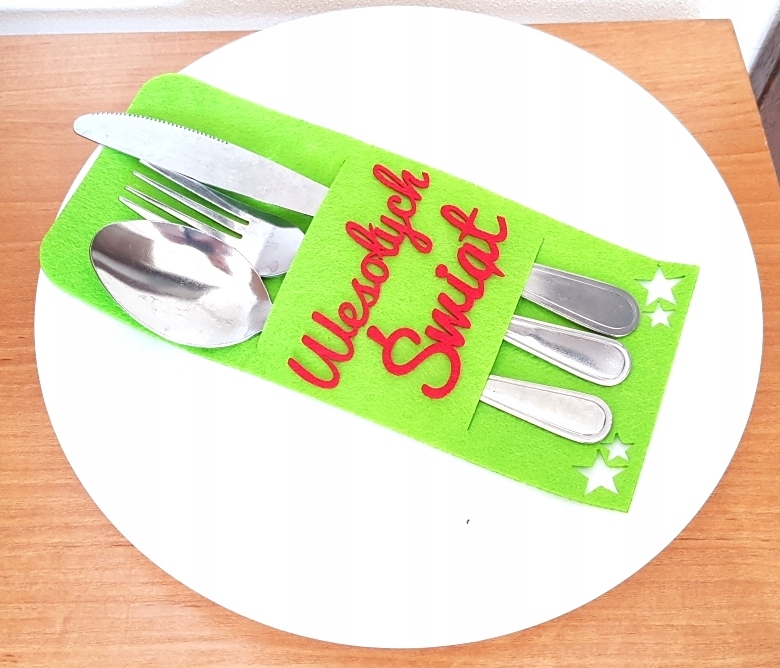 ETUI NA SZTUĆCE + RING NA SERWETKĘ BOŻE NARODZENIE Marka inna