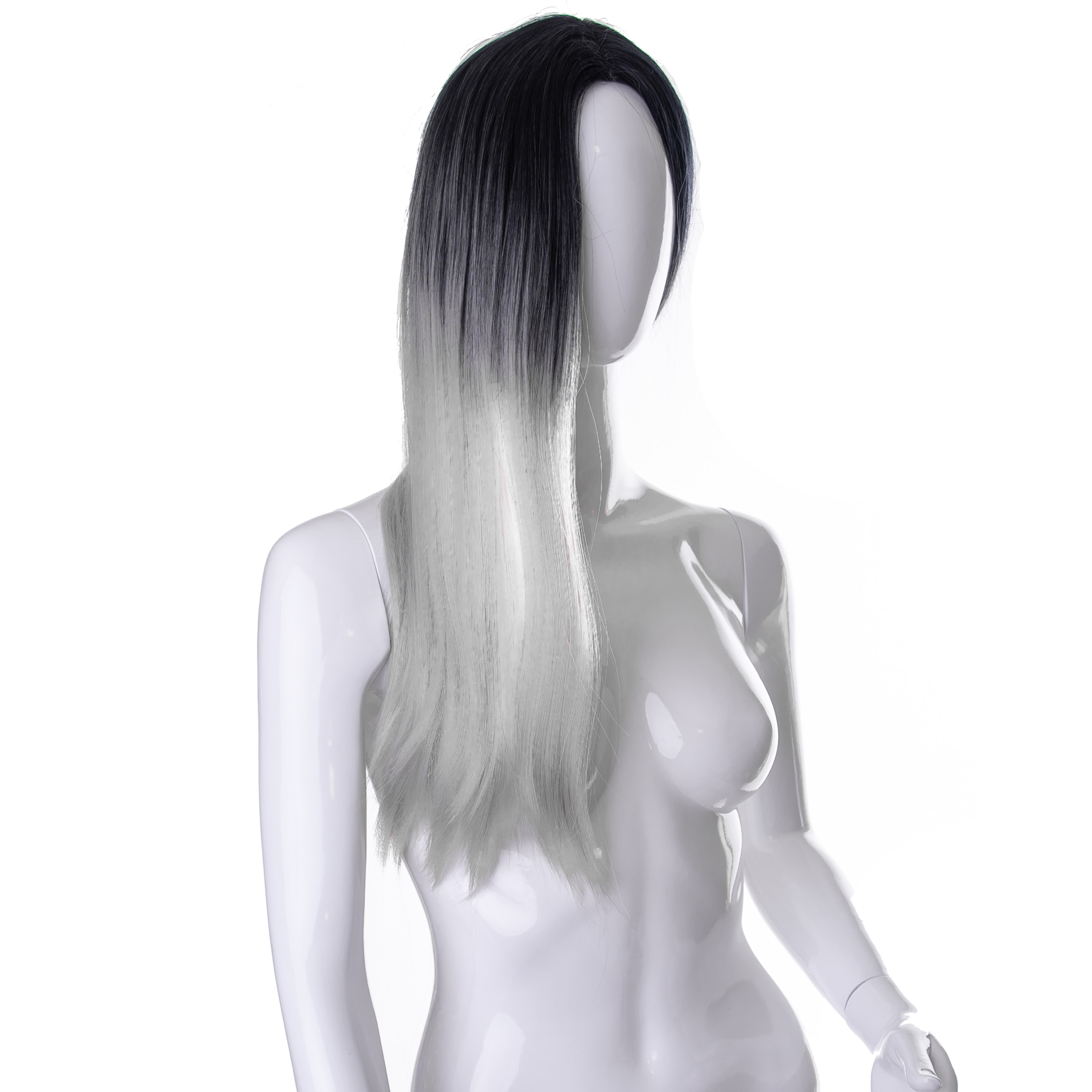 

Peruka Ombre Siwa 70 cm Proste Długie Włosy Szara