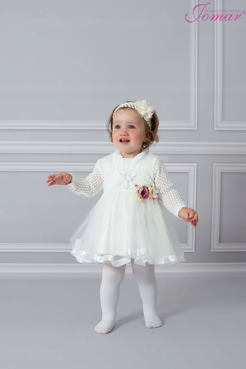 74 Bolerko sweterek ażurowy biały chrzest PL. Marka Jomar