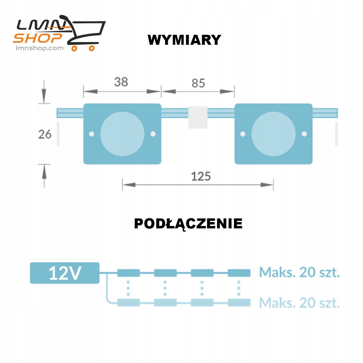 25 x Moduł LED Semafor | 1,2W | 12V | 6500K | IP65 Typ inny