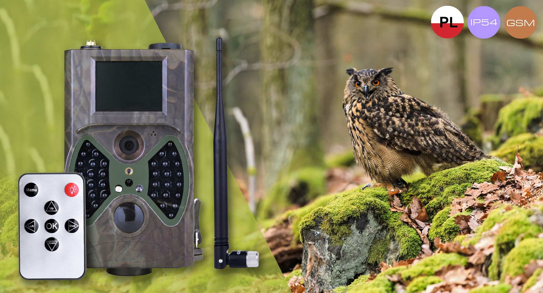 Fotopułapka GSM kamera leśna HD IR sms mms POLSKI Zasięg wykrywania ruchu 20 m