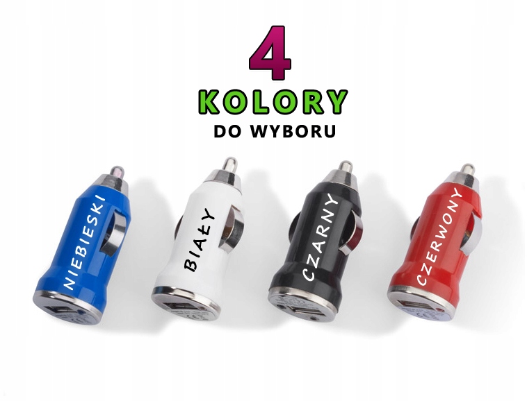 ŁADOWARKA Samochodowa USB 4 kolory CZARNA Producent inny