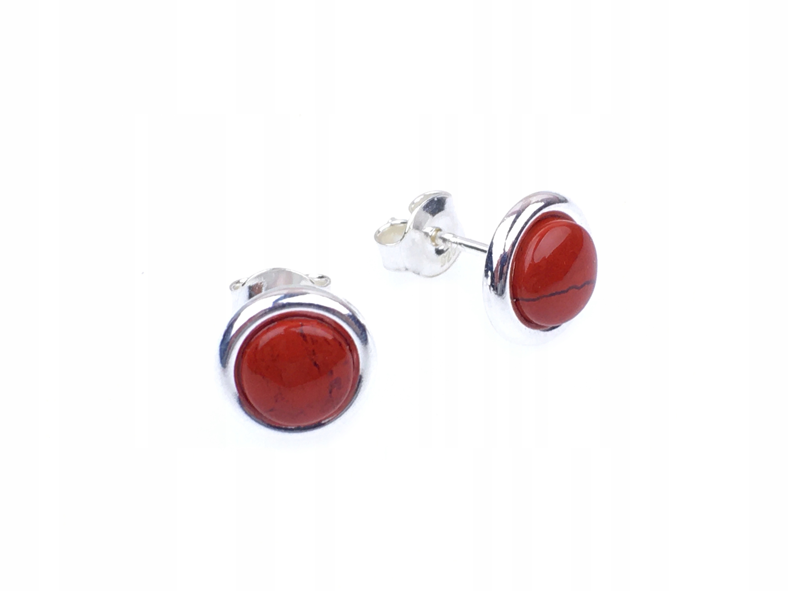 

kolczyki sztyfty wkrętki jaspis czerwony srebro