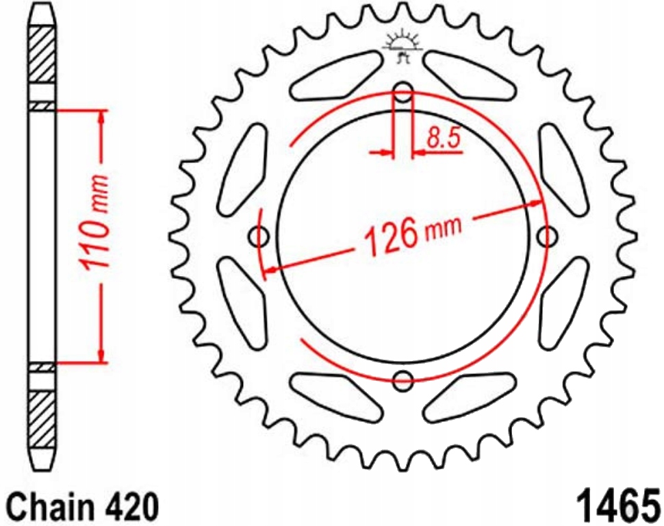 Zadní ozubení JTR1465 46-47Z Kawasaki Kx 65 A