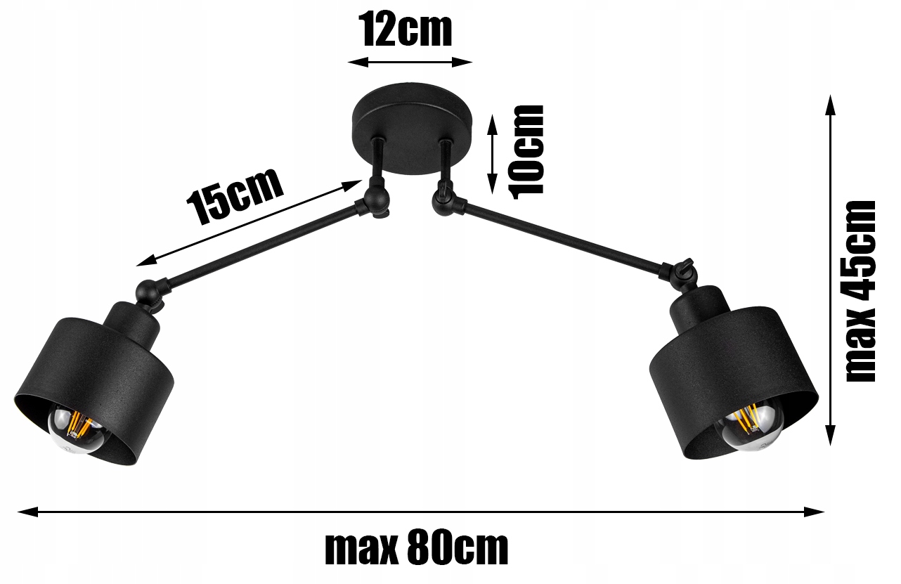 LAMPA SUFITOWA PLAFON ŻYRANDOL LOFT EDISON LED Kolor czarny