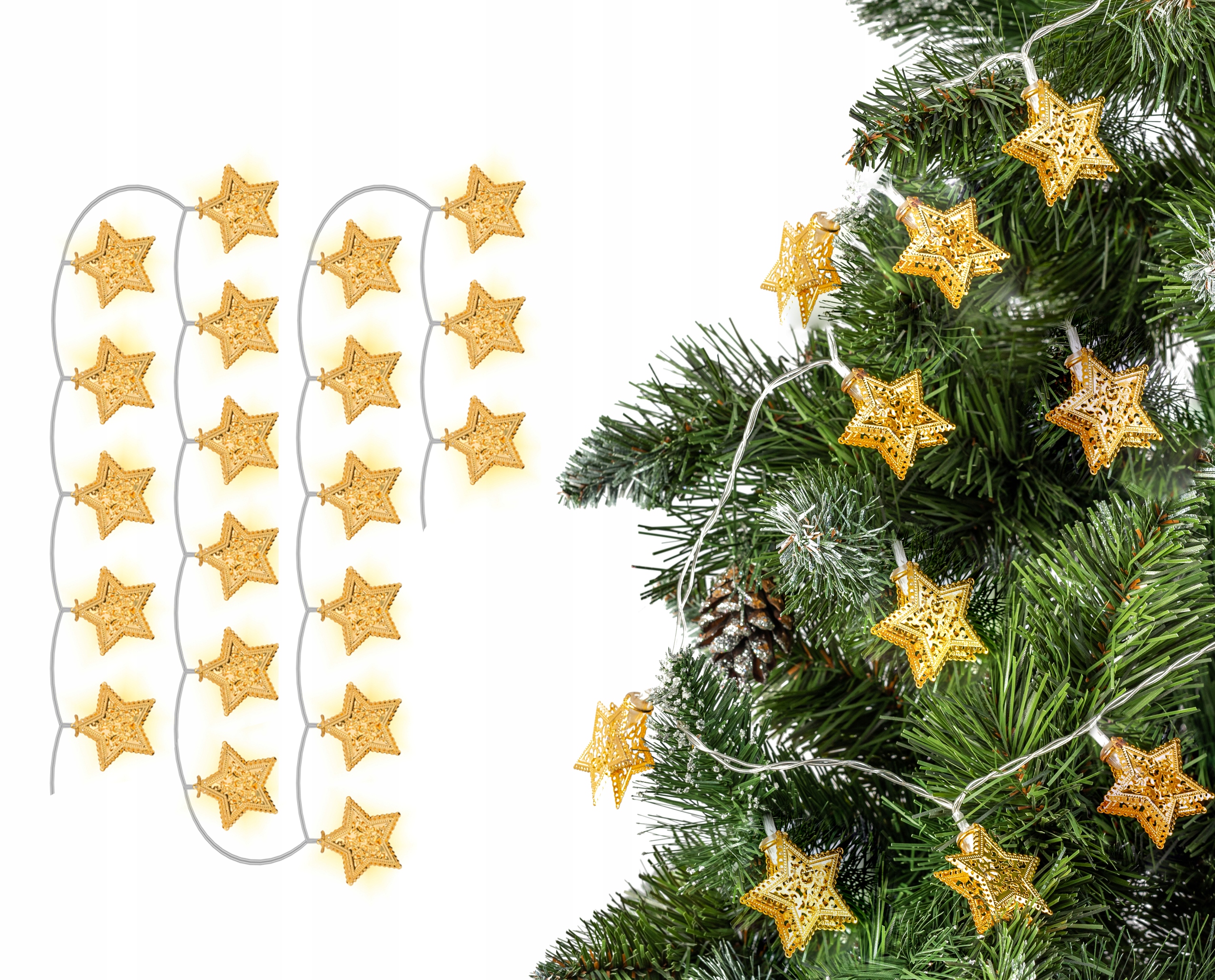 LAMPKI CHOINKOWE LED WISZĄCE GWIAZDKI GIRLANDA 3M