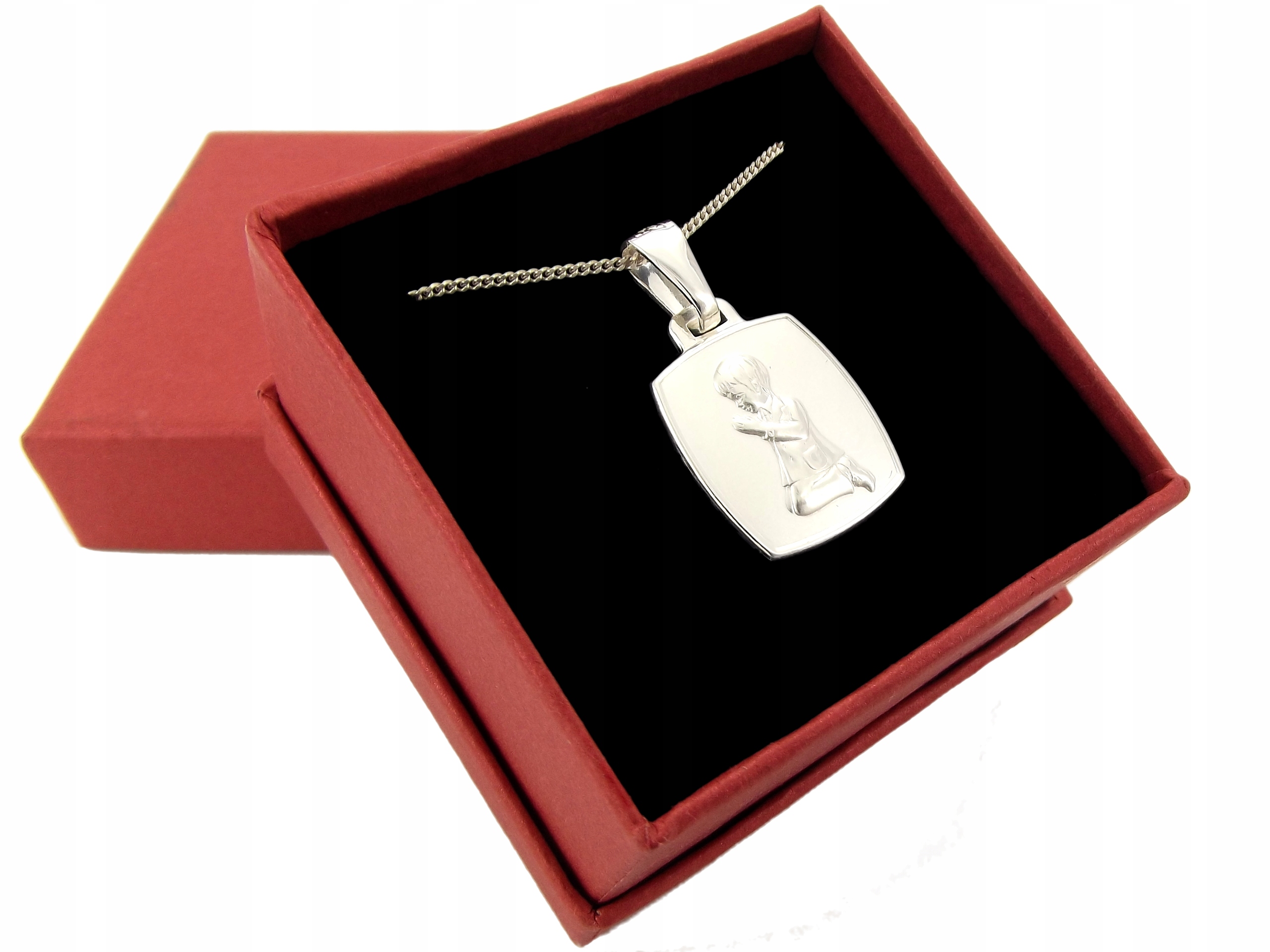 Srebrny Medalik 925 na Komunię Modlące się Dziecko