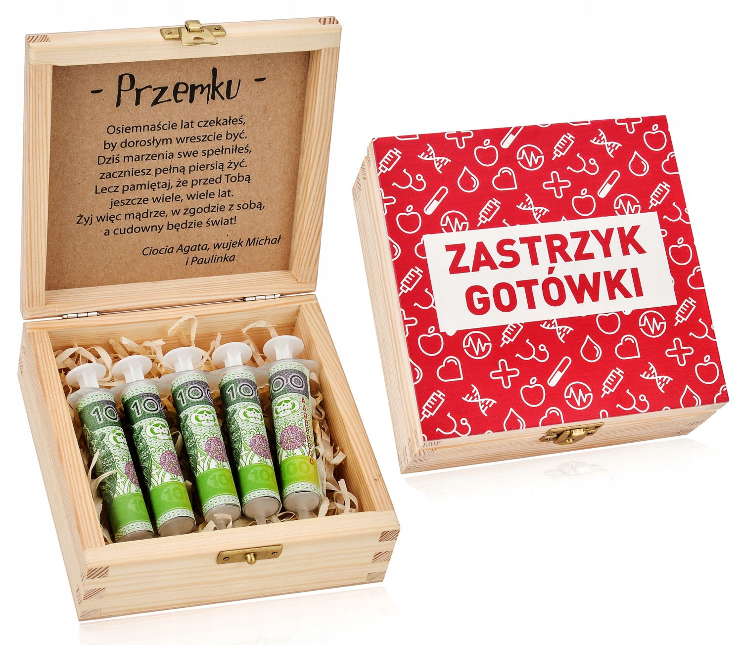 

Pudełko Zastrzyk Gotówki urodziny ślub 18 30 40 50