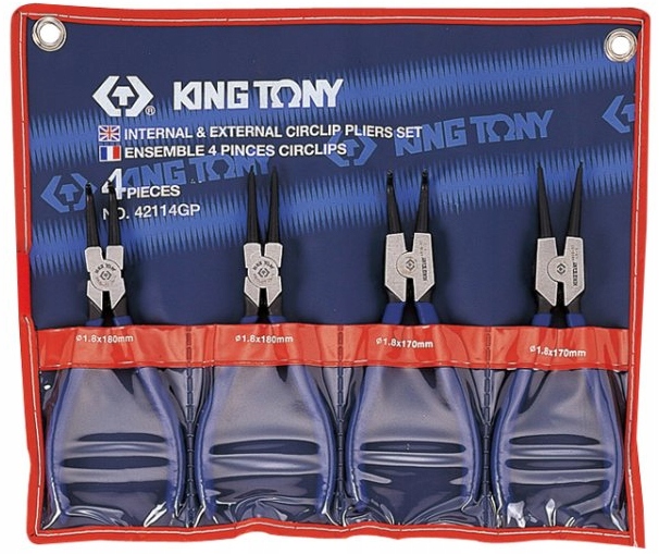 Kliešte na krúžky Segera 19-60 mm 4ks 170-180 Wew/zew King Tony 42114GP
