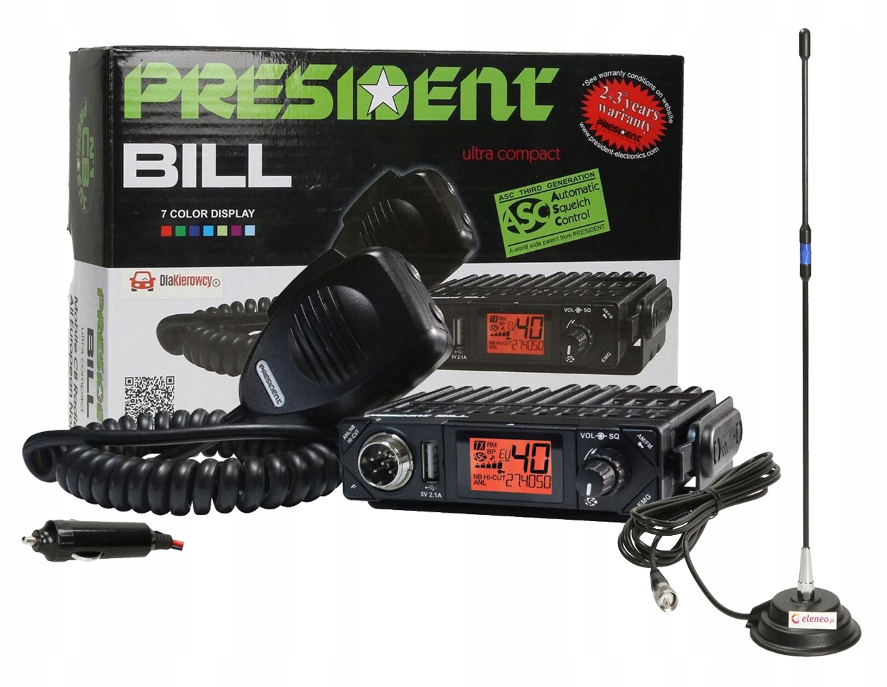RADIO CB PRESIDENT BILL male ANTENA GRATIS A6P AP9