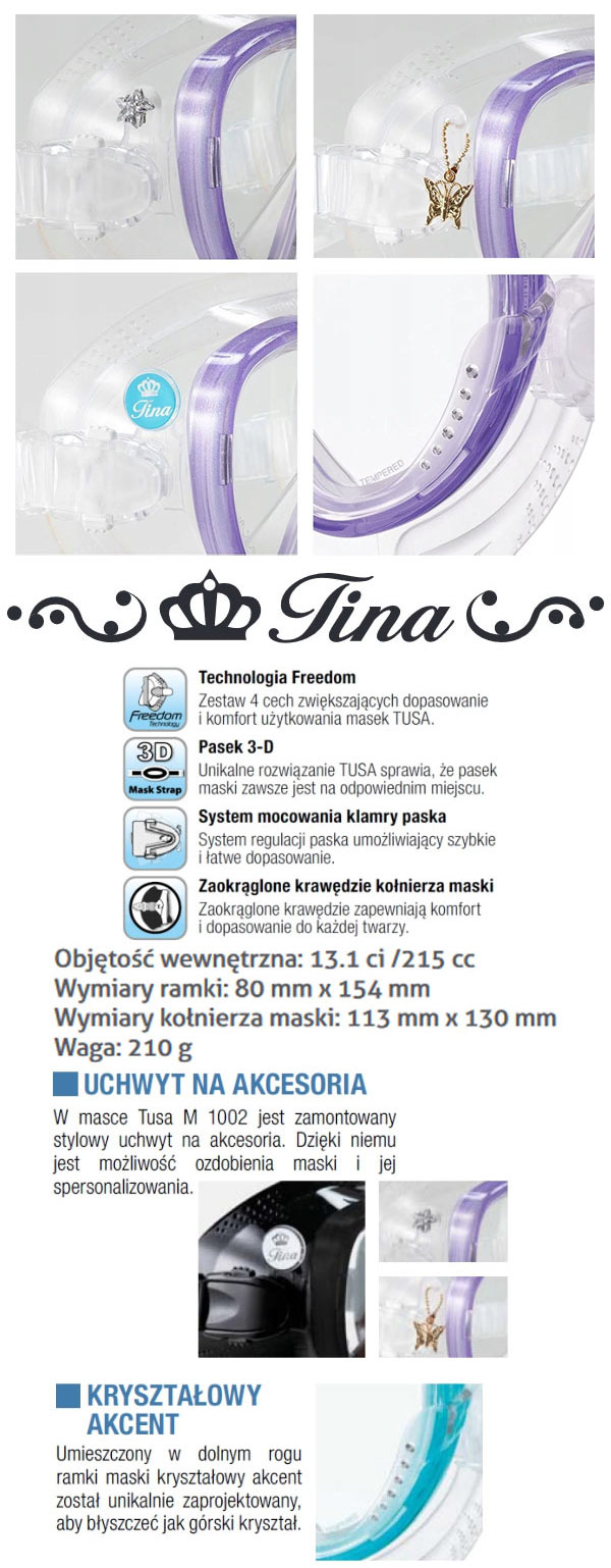 TUSA DAMSKA MASKA NURKOWA M1002 QB TINA 2kol SM Model M1002 QB