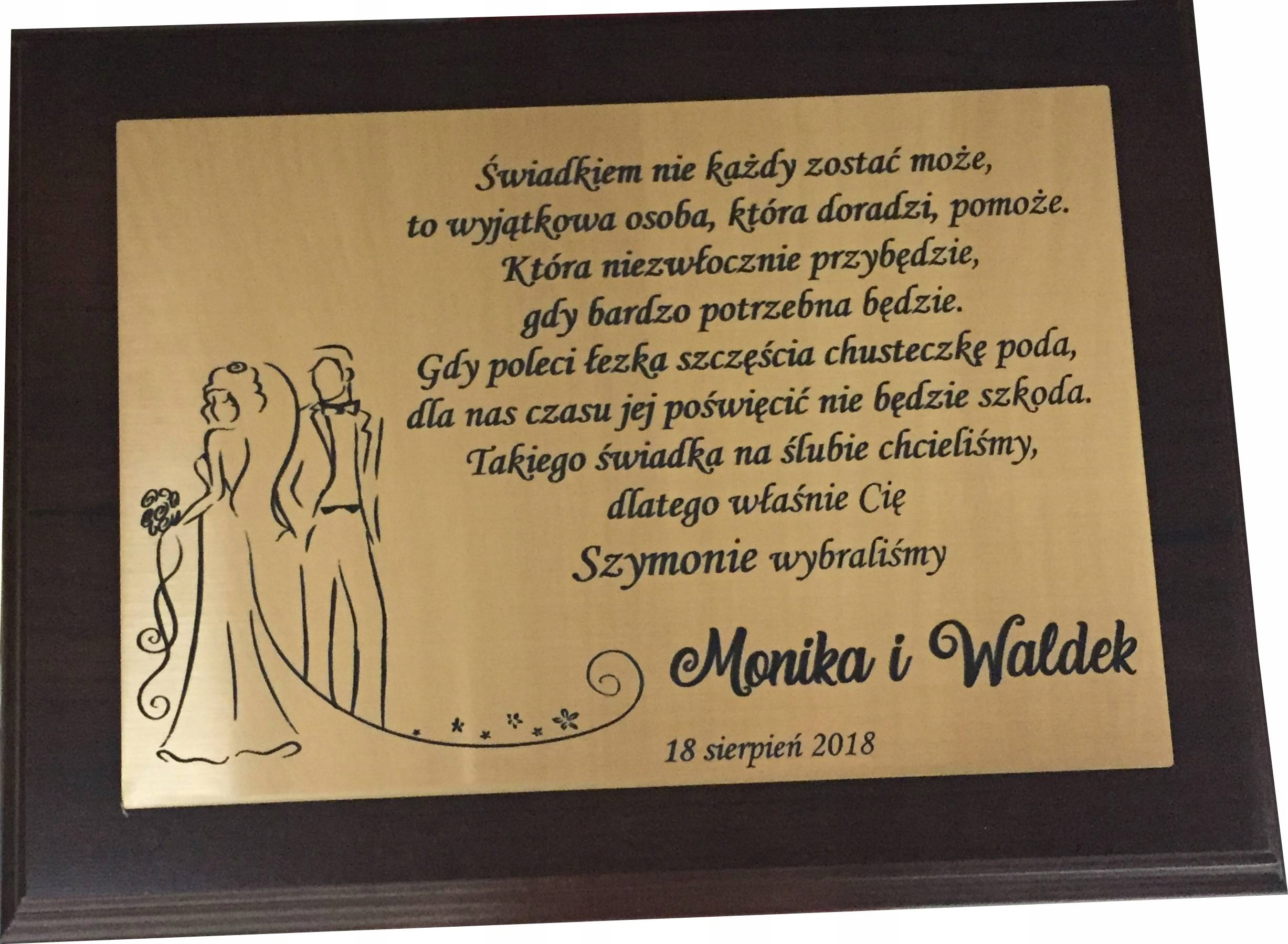 

Dyplom podziękowanie Ślub Świadek Świadkowa grawer