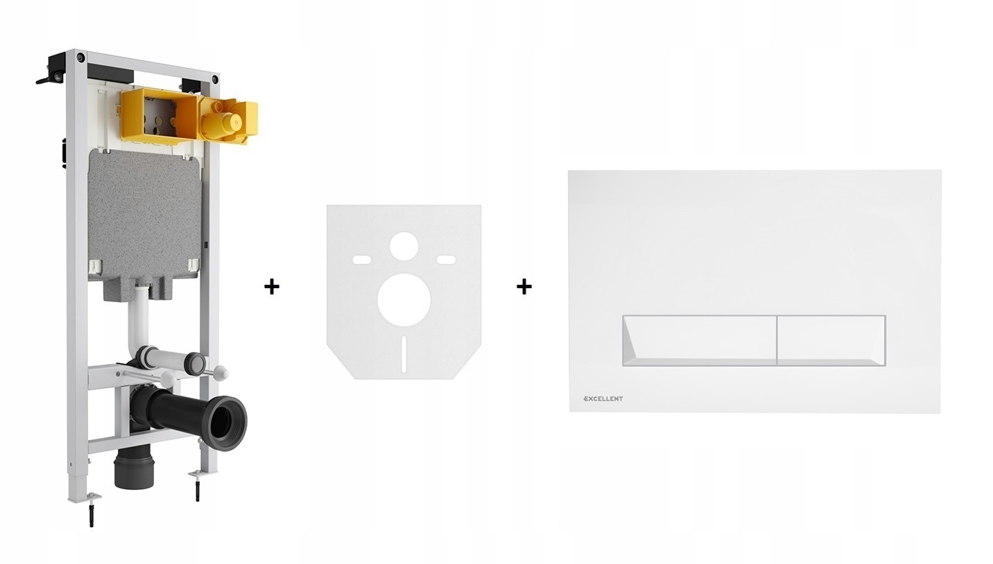 EXCELLENT SHIRO STELAŻ WC+PRZYCISK PLATTO BIAŁY