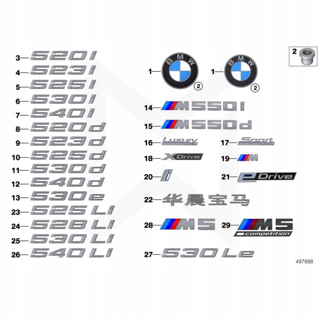 BMW EMBLEMAT ZNACZEK KLAPA TYŁ G30 G31 F10 540d ! Marka BMW