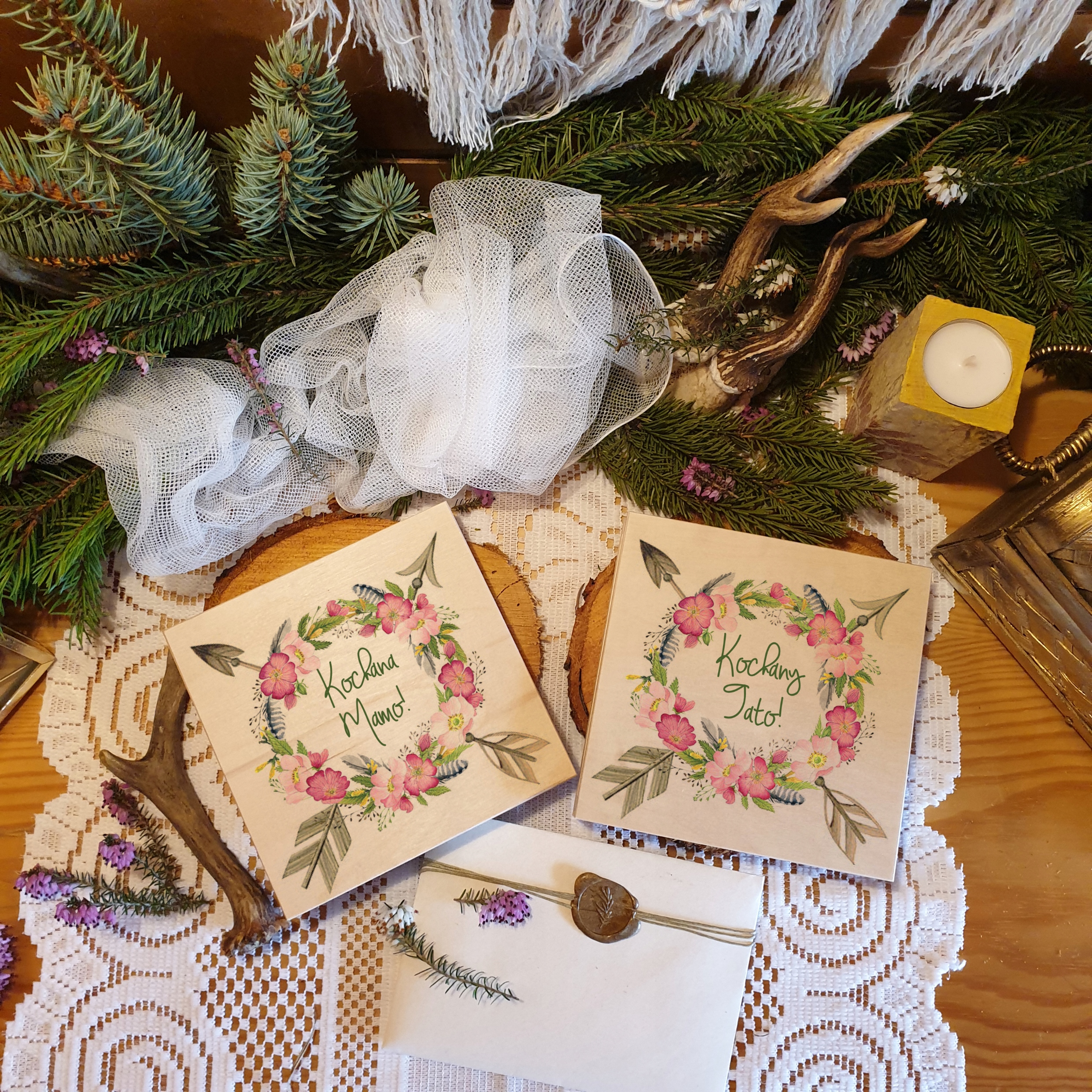 B1 BOHO ZAPROSZENIE DLA RODZICÓW BŁOGOSŁAWIEŃSTWO Kolor dominujący brązowy