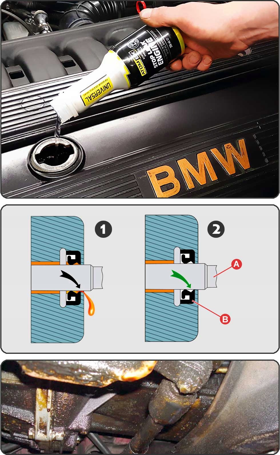 XADO Stop Leak Engine likwiduje wycieki z silnika, uelastycznia uszczelki Numer katalogowy producenta XA 41813
