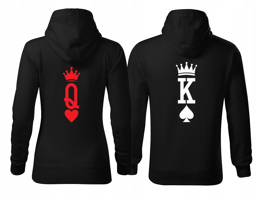 

Bluzy Dla Par Z Kapturem złoty nadruk King Queen L