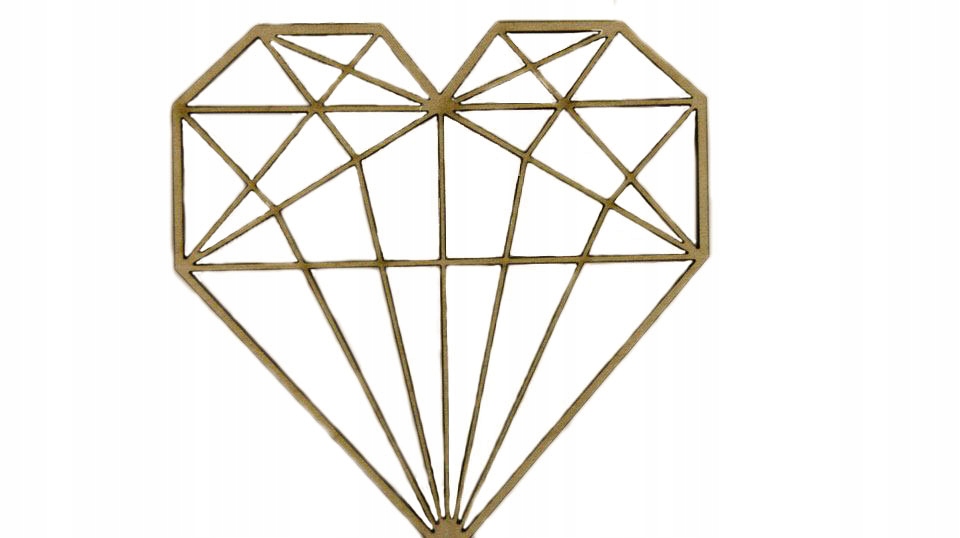 Geometryczne serce drewniane 6 cm decoupage S2