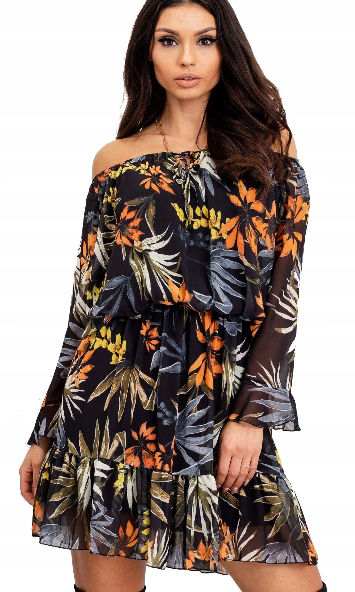 

Piękna Zwiewna Sukienka Hiszpanka Z Falbaną 36 S