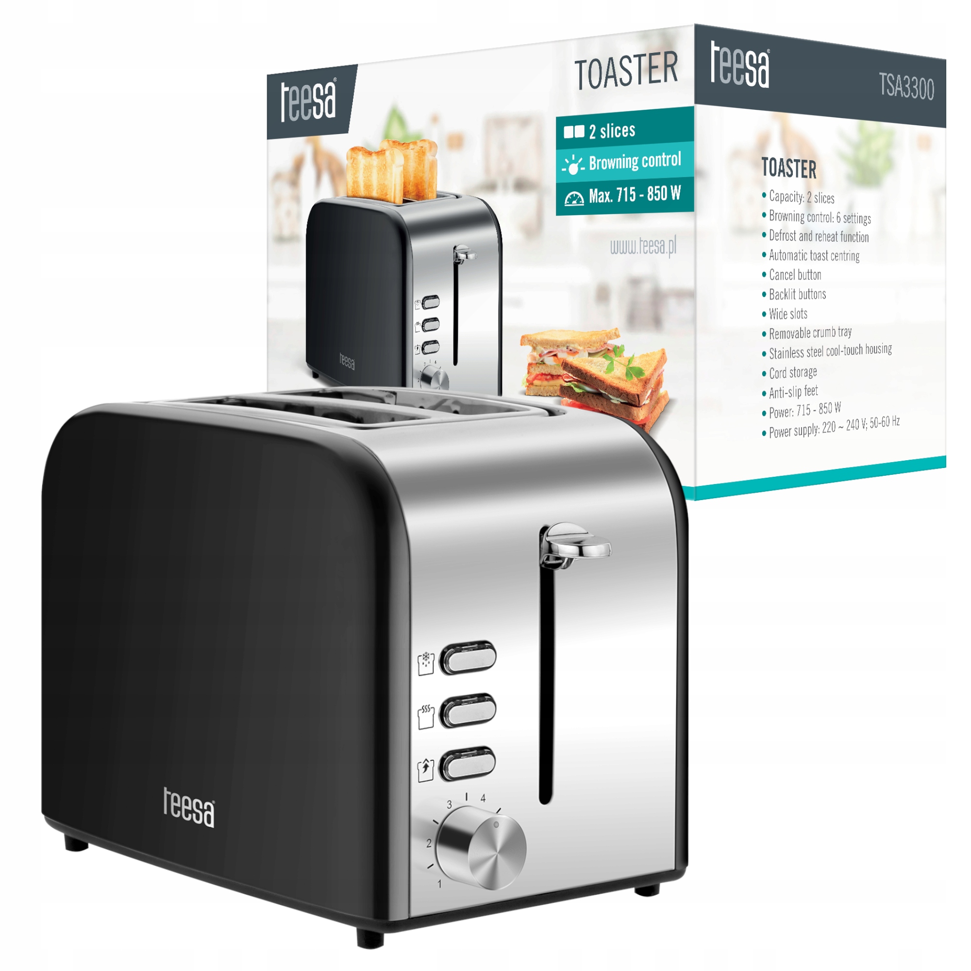 

Toster opiekacz sandwich Teesa 850W