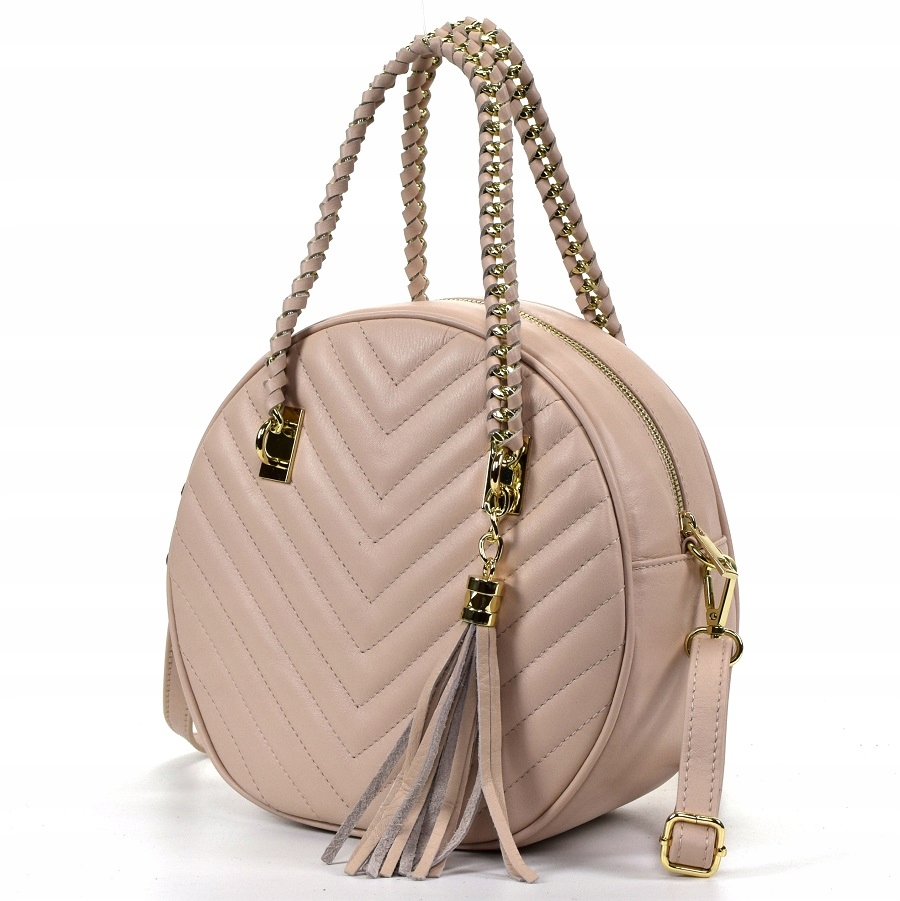 TOREBKA KUFEREK PIKOWANA SKÓRA NAT RÓŻOWA 717B LUX Marka bez marki